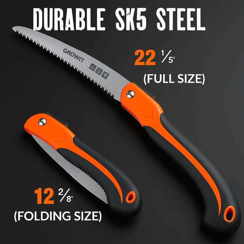 Craft911 GROWIT Folding Camping saw 11 Inch - Heavy Duty Pruning Saw with Triple-Cut SK5 Blade, 7 TPI Razor Teeth for Tree Trimming, Wood Cutting, Camping, Bushcraft, and Gardening - Image 3